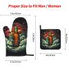 CSGJMYGS 3 pcs Oven Mitts and Pot Holders Set High Heat Resistant Oven Glove and Hot Pads Washable Kitchen Oven Mittens Beer Non-Slip Potholder for Cooking Baking Grilling view 3