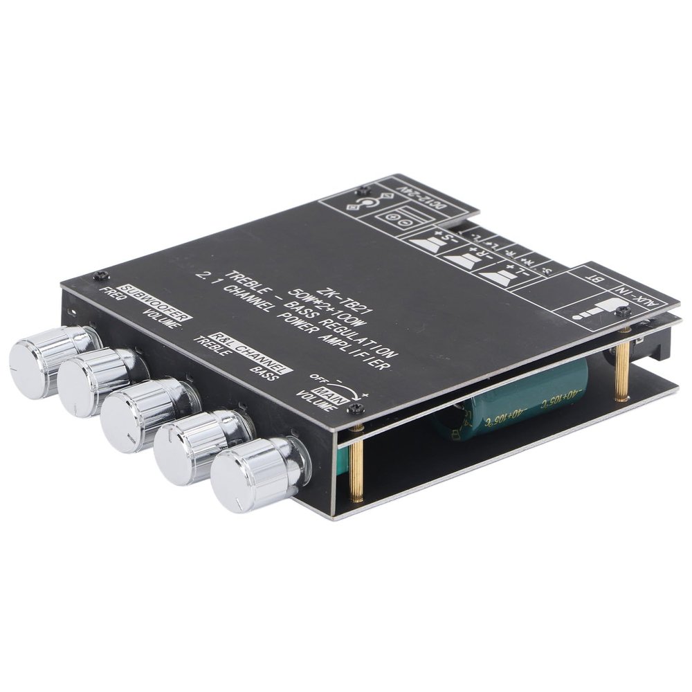 2.1 Channel Bluetooth Power Amplifier Board with Subwoofer, Name and Set Password, DC1224V Audio Power Amplifier Module for DIY Electronic Kit Car Store Home Theater