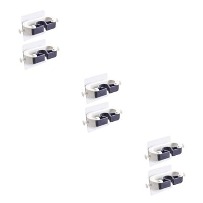 Ciieeo 6pcs Mop Holder Wall Mounted Mop Clamp Broom Organizer Multi-Functional Hooks
