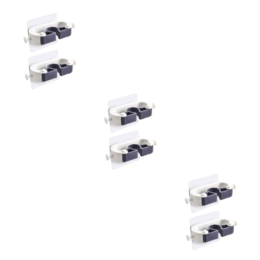 Ciieeo 6pcs Mop Holder Wall Mounted Mop Clamp Broom Organizer Multi-Functional Hooks