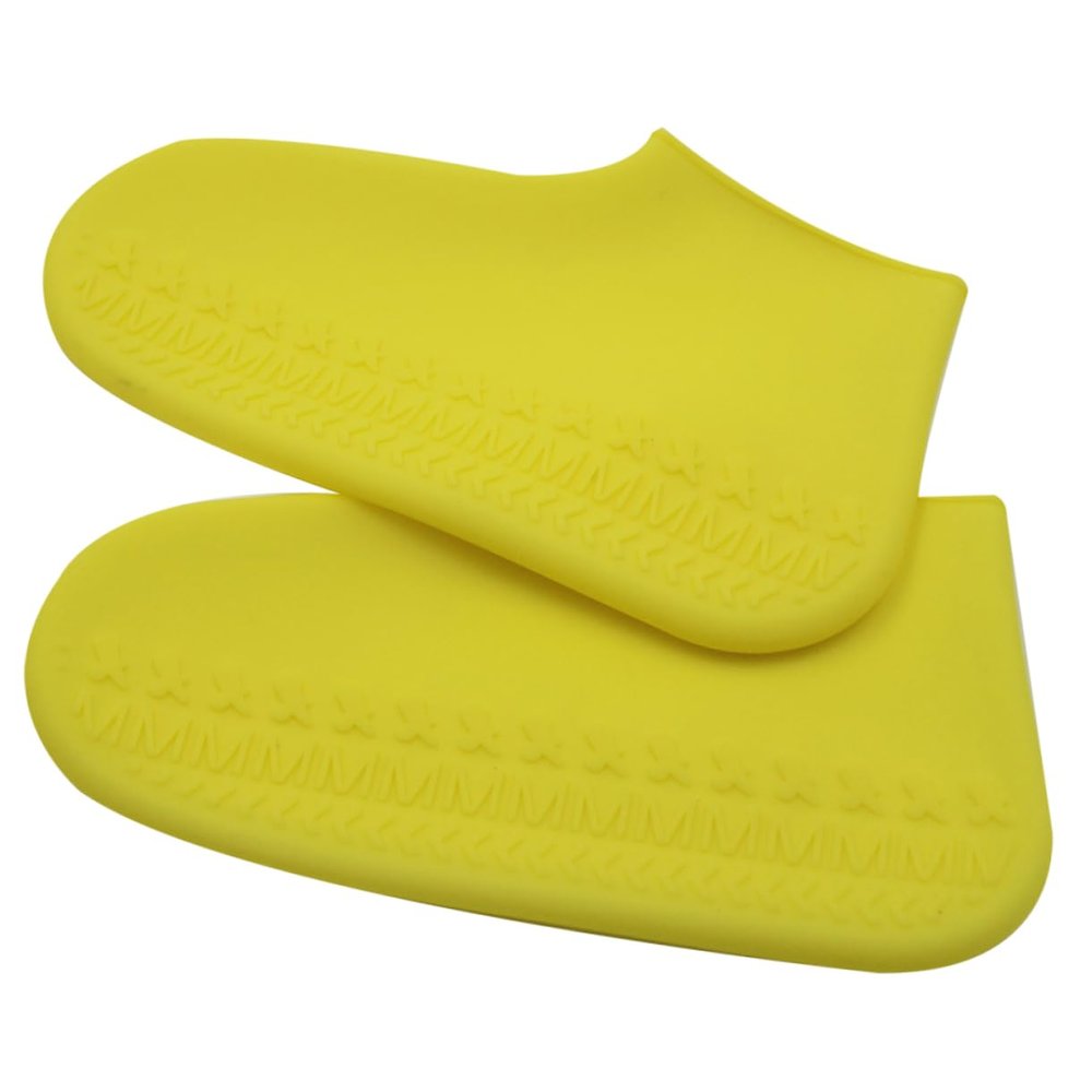 KICHOUSE Yellow Rainproof Shoe Covers Silicone Slip Protector for Men Women Thicken Rainshoes Cover for Hiking Climbing Fishing