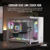 CORSAIR iCUE Link 2500X RGB Tempered Glass mATX Mid-Tower Dual Chamber PC Case  2X CORSAIR RX120 RGB Fans Included  Wide Cooling Flexibility  Reverse Connection Motherboard Compatible  White view 2