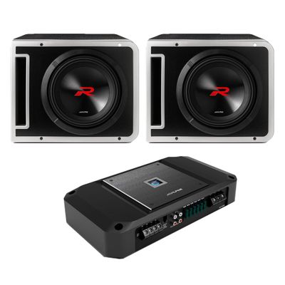 Alpine (2 R2-SB10V 10-inch R-Series Halo Preloaded Sub Enclosure w/ R2-A150M Amp Bundle