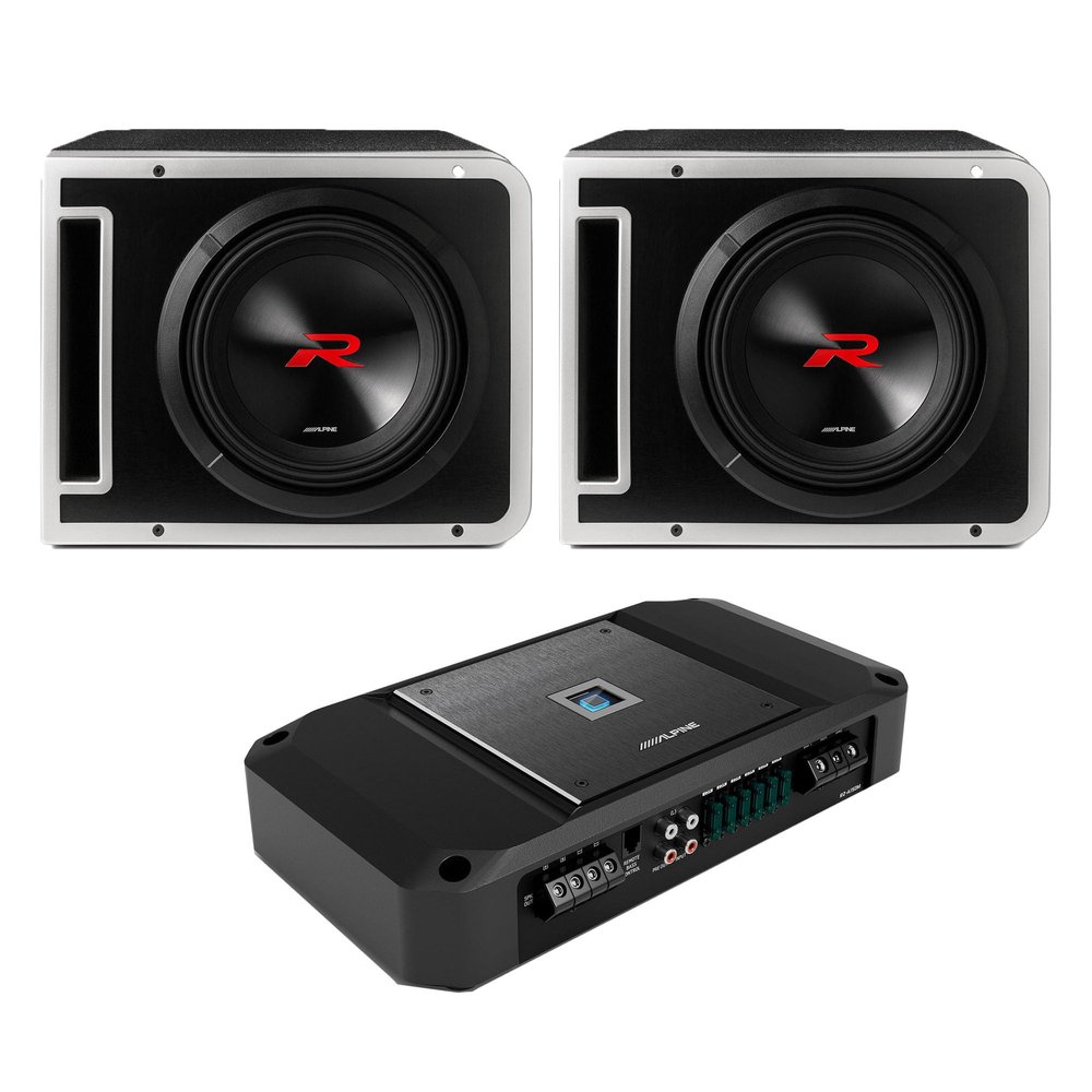 Alpine (2 R2-SB10V 10-inch R-Series Halo Preloaded Sub Enclosure w/ R2-A150M Amp Bundle