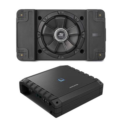 Alpine S2-A60M S-Series Class-D Amp & SS-SB12 Single 12 S-Series Shallow Preloaded Subwoofer Enclosure