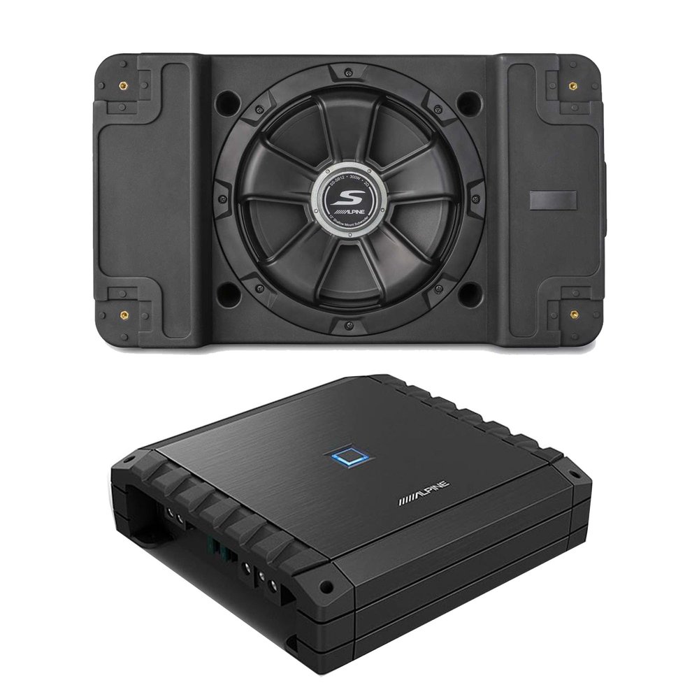 Alpine S2-A60M S-Series Class-D Amp & SS-SB12 Single 12 S-Series Shallow Preloaded Subwoofer Enclosure