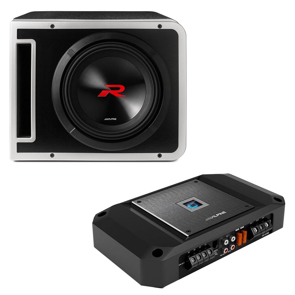Alpine R2-SB10V 10-inch R-Series Halo Preloaded Subwoofer Enclosure with ProLink w/ R2-A75M Bundle