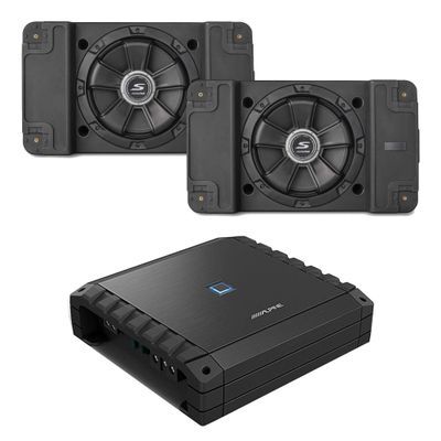 Alpine S2-A60M S-Series Class-D Amp & (2) SS-SB12 Single 12 S-Series Shallow Preloaded Subwoofer Enclosure