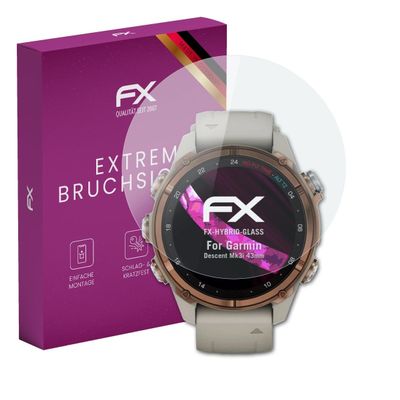 atFoliX Plastic Glass Protective Film compatible with Garmin Descent Mk3i 43mm, 9H Hybrid-Glass FX Screen Protector