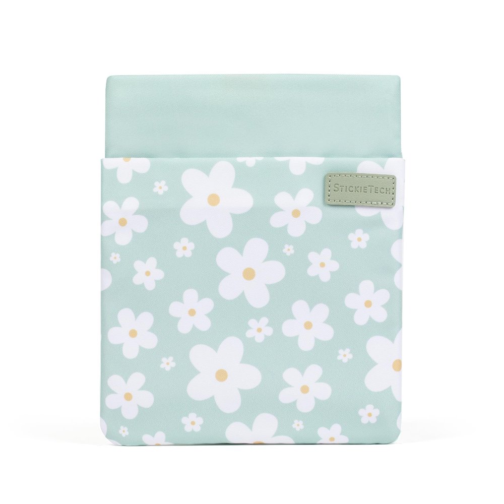 StickieTech Kindle Sleeve Pouch | Water-Resistant Material | Compatible with Kindle Basic 6", Paperwhite 7", Colorsoft 7" | Cute Floral Padded Case with 2 Hidden Zippered Pockets (Sage Daisies)