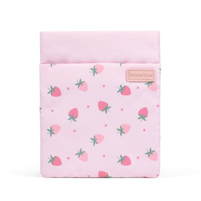 StickieTech Kindle Sleeve Pouch | Water-Resistant Material | Compatible with Kindle Basic 6", Paperwhite 7", Colorsoft 7" | Cute Floral Padded Case with 2 Hidden Zippered Pockets (Strawberry Fields)
