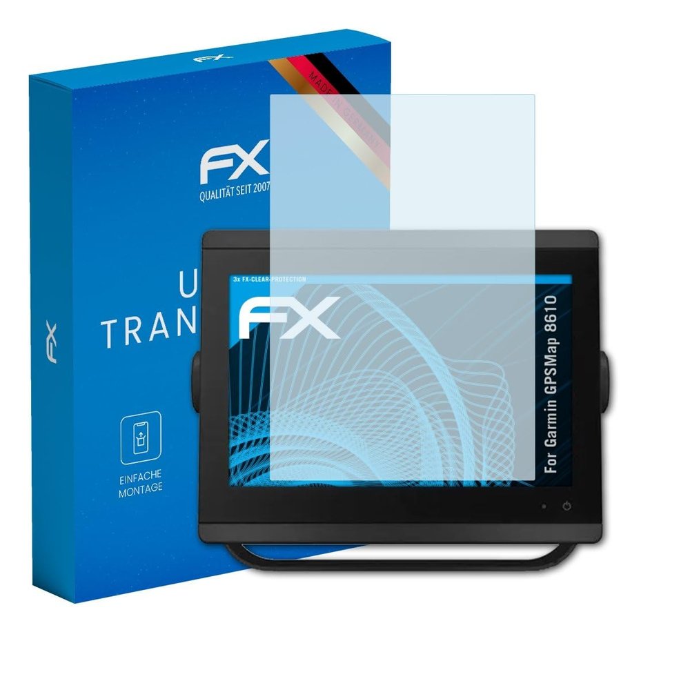 atFoliX Screen Protection Film compatible with Garmin GPSMap 8610 Screen Protector, ultra-clear FX Protective Film (3X)