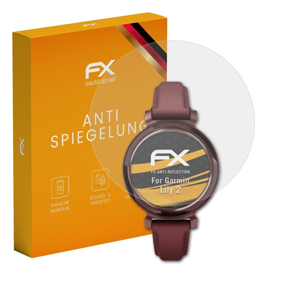 atFoliX Screen Protector compatible with Garmin Lily 2 Screen Protection Film, anti-reflective and shock-absorbing FX Protector Film (3X)