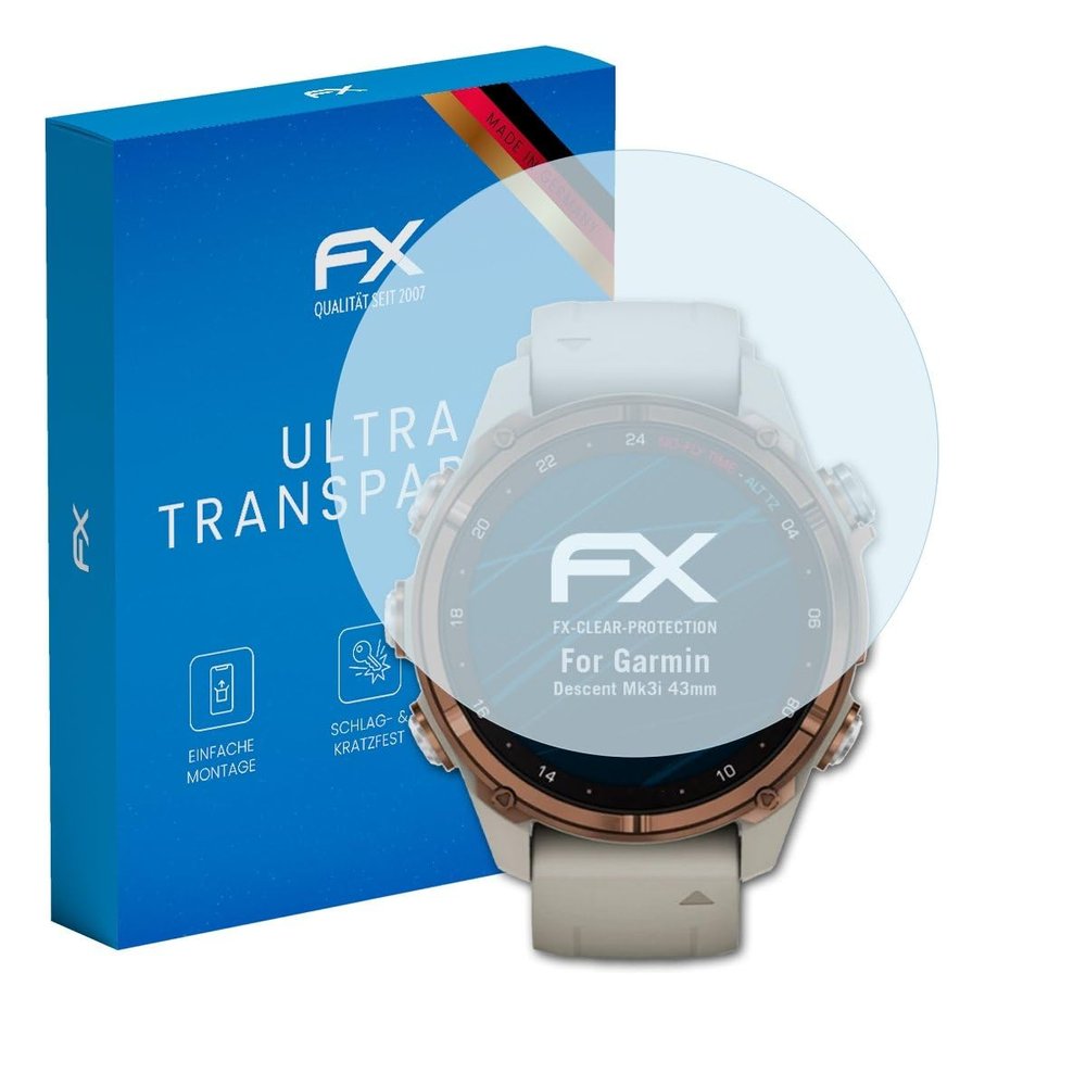 atFoliX Screen Protection Film compatible with Garmin Descent Mk3i 43mm Screen Protector, ultra-clear FX Protective Film (3X)