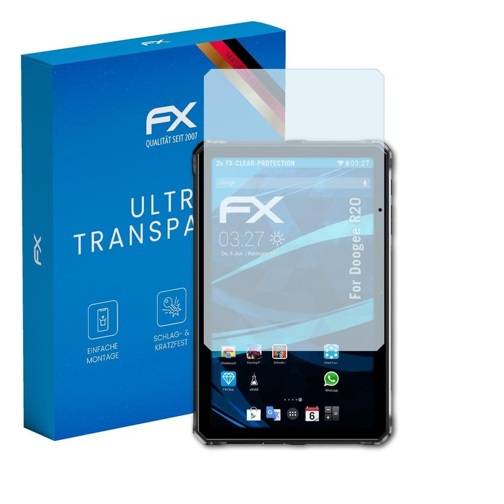 atFoliX Screen Protection Film compatible with Doogee R20 Screen Protector, ultra-clear FX Protective Film (2X)