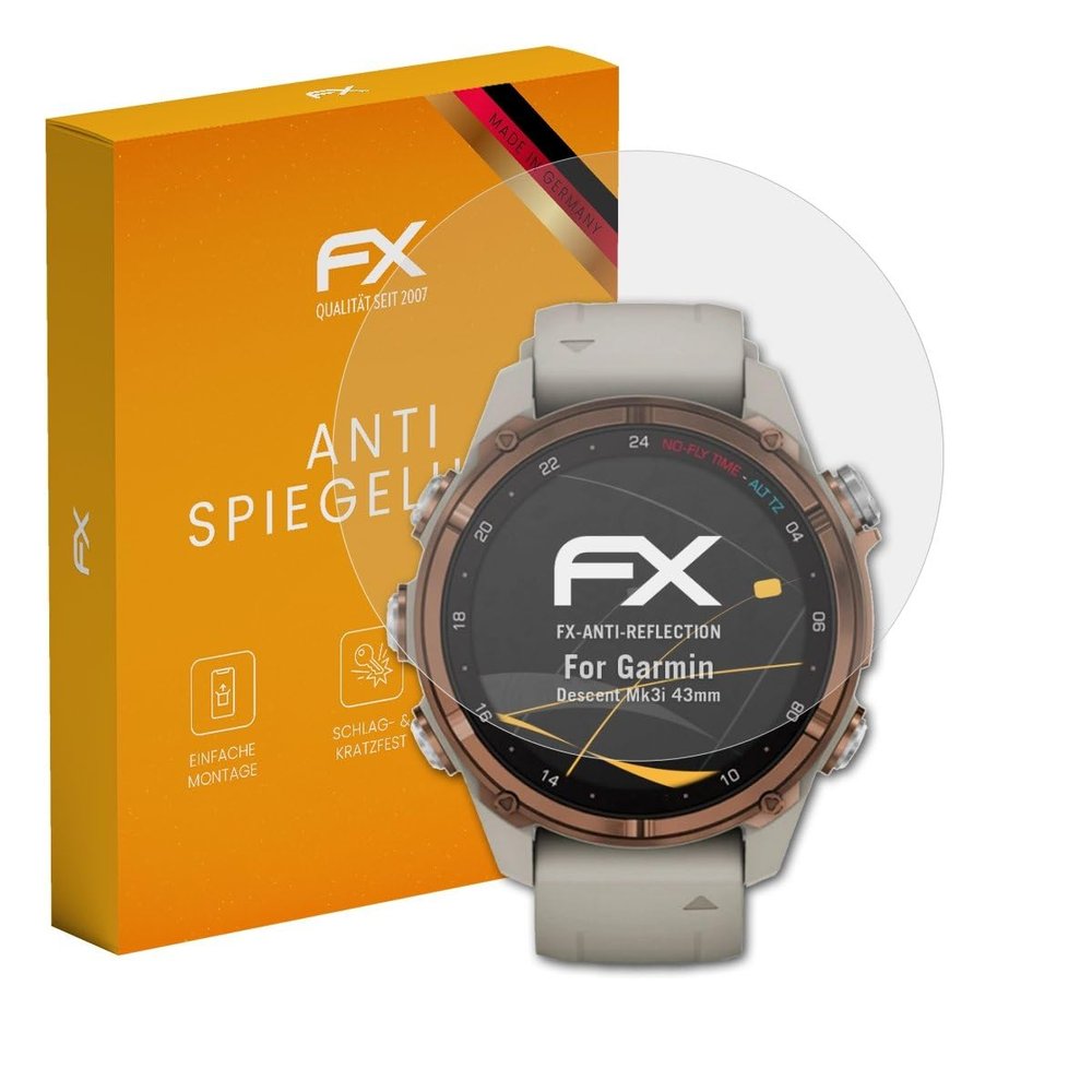 atFoliX Screen Protector compatible with Garmin Descent Mk3i 43mm Screen Protection Film, anti-reflective and shock-absorbing FX Protector Film (3X)