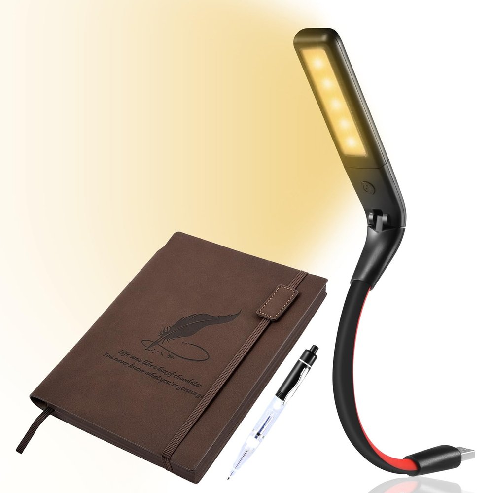 Glovion USB Light for Laptop & Diary Journal Notebook with Lighted Ballpoint Pen Reading Book Light Lighted Pen Notebook Set for Men