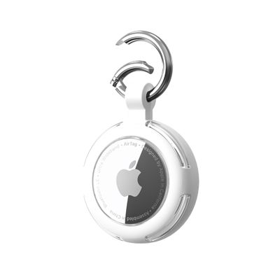 Compatible with AirTag Case Keychain, IPX8 Waterproof Air Tag Holder, Silicone AirTags Cases with Key Ring Apple GPS Item Finders Accessories (White)