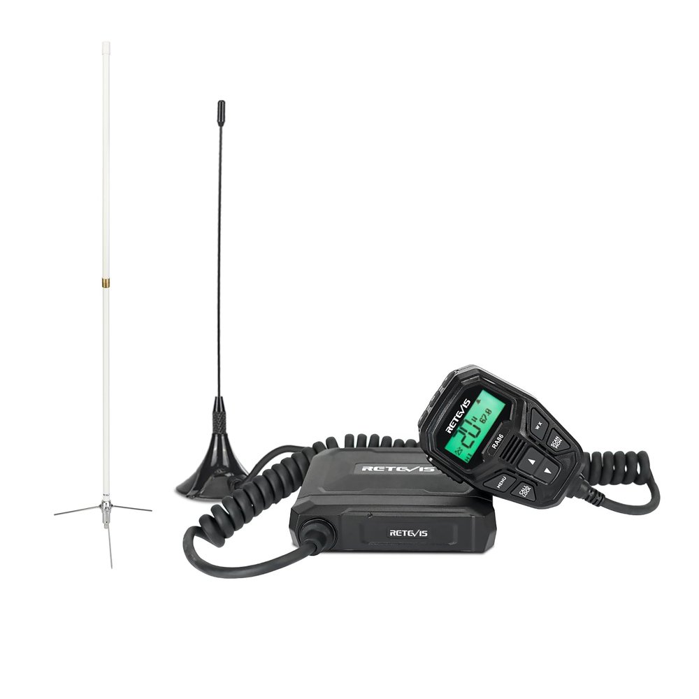 Retevis RA86 GMRS Mobile Radio, GMRS Radio with Integrated Control Mic,Bundle with Base Antenna, NOAA 8 Repeater Channels, Long Range Communication kit for Long Distance Communication