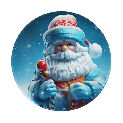 1 Mousepad with Non-Slip Rubber Base 8" Round Mouse-Mat with Stitched Edge Ice Santa Claus Gaming Mousepad for Wireless Mouses Computer Laptop Home Office Desk Pad