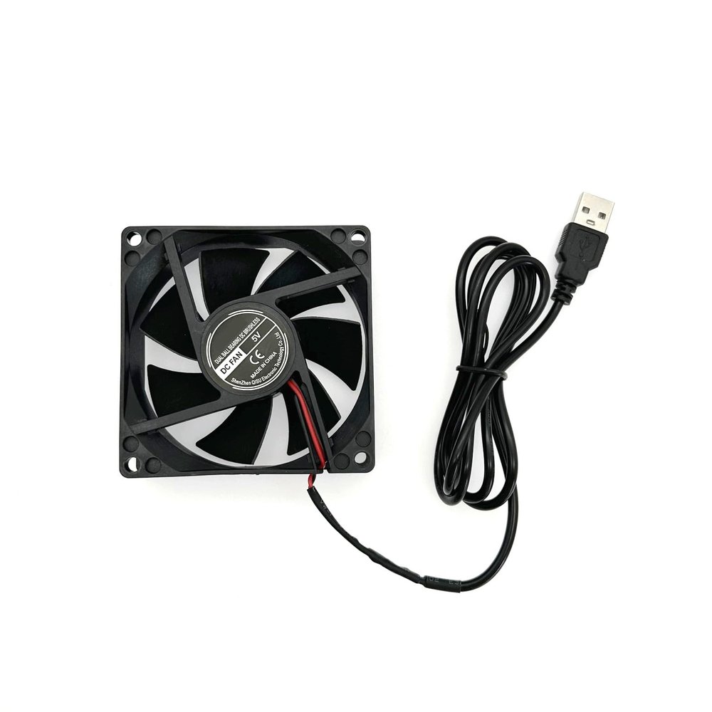 JZK 80x80x25 mm DC 5V USB mini Cooling Fan with Wires, 8025 Small Silent Cooling Fan 80mm, USB 3D Printer Fan, 8cm brushless DC Fan 5V