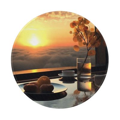 1 Mousepad with Non-Slip Rubber Base 8" Round Mouse-Mat with Stitched Edge Good Morning Gaming Mousepad for Wireless Mouses Computer Laptop Home Office Desk Pad