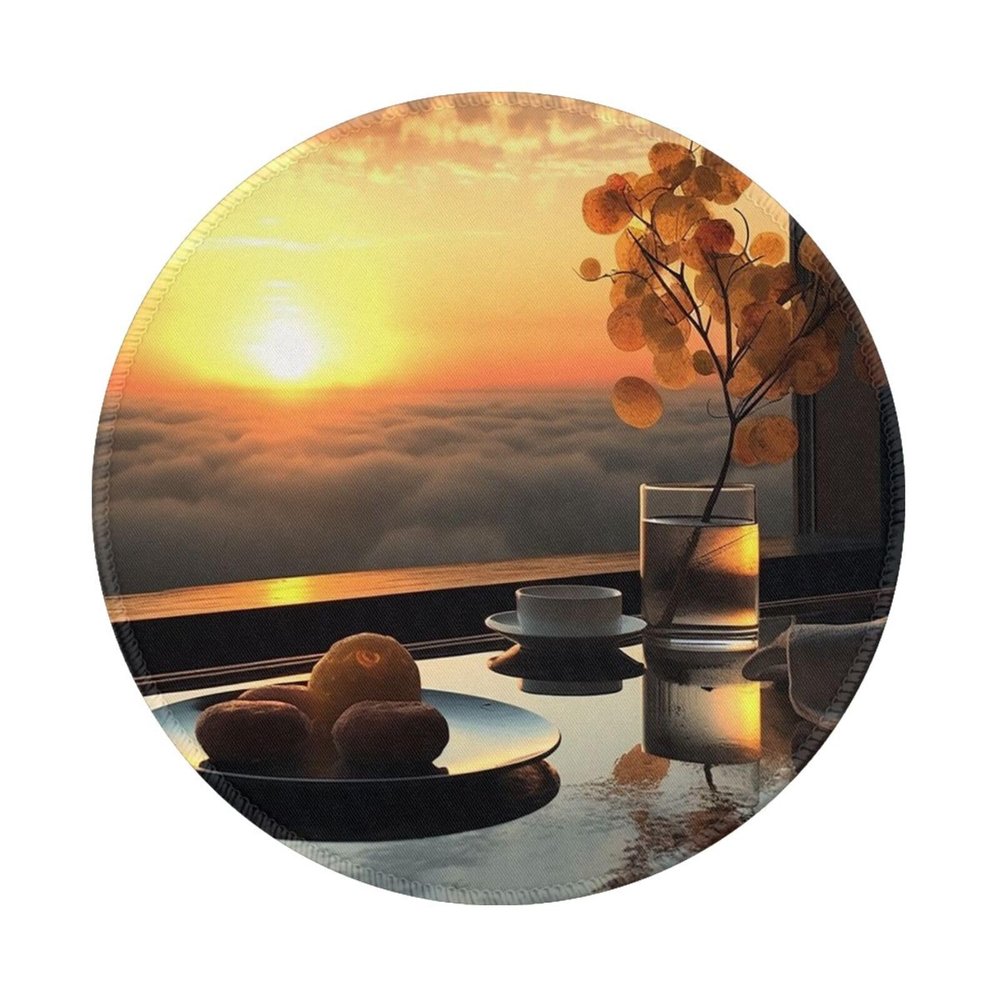 1 Mousepad with Non-Slip Rubber Base 8" Round Mouse-Mat with Stitched Edge Good Morning Gaming Mousepad for Wireless Mouses Computer Laptop Home Office Desk Pad