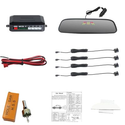 KACEPAR Wireless Car Reverse Radar with 4 Sensor Kit, Car Reverse Backup Parking Sensor with Sensitive Radar System, DC 12V Wireless Car Reverse Radar 0.3-2.0m/11.81-78.74in, Black