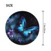 NONHAI 2 PCS Mousepad with Non-Slip Rubber Base 8"" Round Mouse-Mat with Stitched Edge Galaxy Blue Butterfly Gaming Mousepad for Wireless Mouses Computer Laptop Home Office Desk Pad, Black view 2