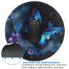 NONHAI 2 PCS Mousepad with Non-Slip Rubber Base 8"" Round Mouse-Mat with Stitched Edge Galaxy Blue Butterfly Gaming Mousepad for Wireless Mouses Computer Laptop Home Office Desk Pad, Black view 3