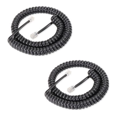 Lativu Phone Cord for Landline, 2 Pack Telephone Cord, 4.5 Ft Uncoiled(0.72 Ft Coiled), Telephone Cords for Landline Phones RJ9 4P4C, Phone Cable for All Corded Phones, Black