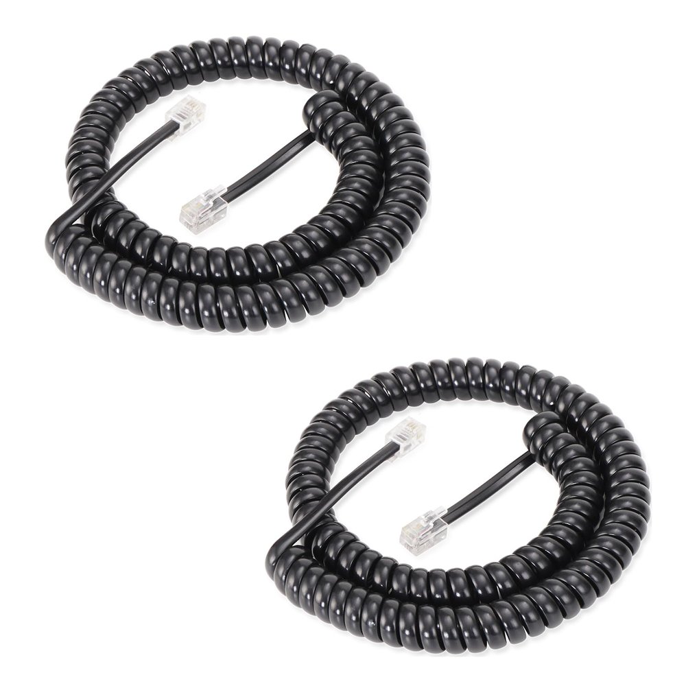 Lativu Phone Cord for Landline, 2 Pack Telephone Cord, 4.5 Ft Uncoiled(0.72 Ft Coiled), Telephone Cords for Landline Phones RJ9 4P4C, Phone Cable for All Corded Phones, Black