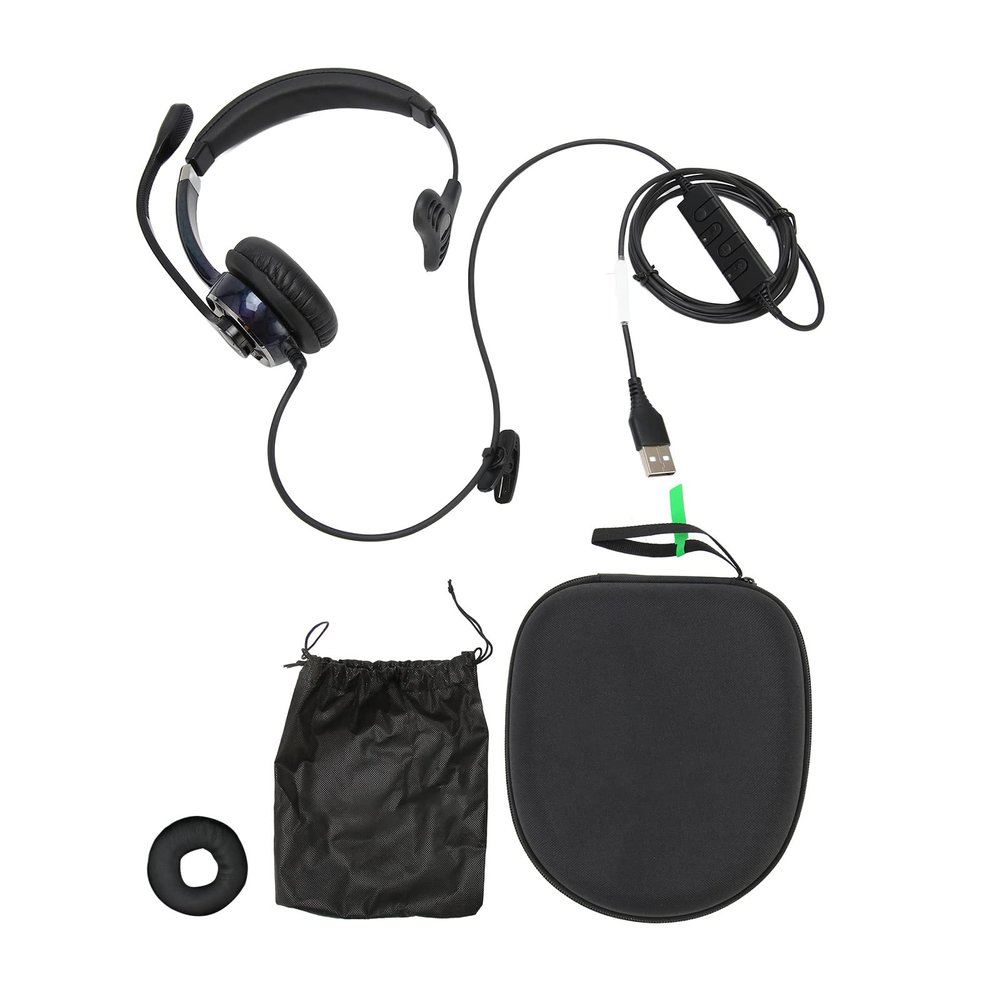 Gavigain Call Center Noise Cancelling Corded Headset,Professional Single Ear Telephone Headset,Noise Canceling Single Ear Customer Service Headset for Call Center Business Office(USB Port)