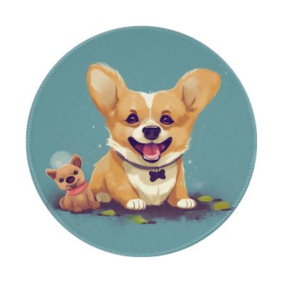 2 PCS Mousepad with Non-Slip Rubber Base 8" Round Mouse-Mat with Stitched Edge Funny Animal Corgi Gaming Mousepad for Wireless Mouses Computer Laptop Home Office Desk Pad