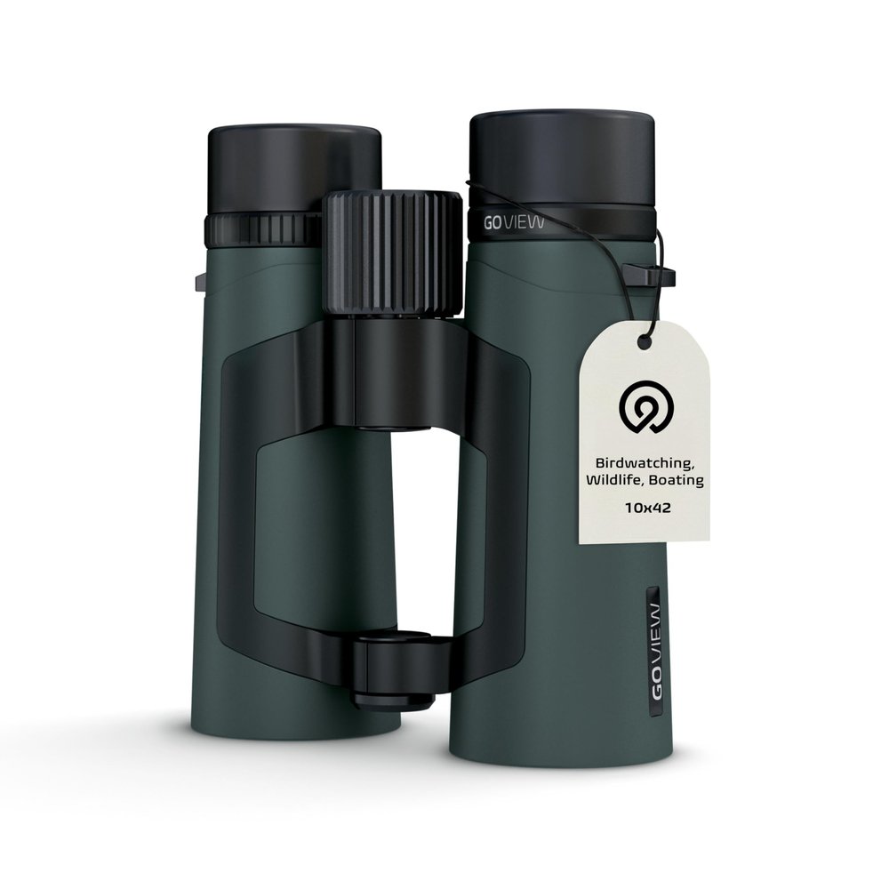 GOVIEW ZOOMR 10x42 Binoculars  Lightweight, Durbale Binoculars for Adults w/Smartphone Adapter GFRP Housing, Anti-Fog & Multi-Coated Lens  for Birdwatching, Wildlife, Boating, Oak Green