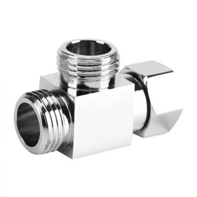 2Pcs G1/2" 3-Way Water Line Splitter, Solid Brass T Shape Diverter Valve Adapter for Shower Head Handshower Toilet Hose Universal Bathroom Hose Connector Easy Install Chrome Fitting