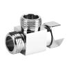 2Pcs G1/2" 3-Way Water Line Splitter, Solid Brass T Shape Diverter Valve Adapter for Shower Head Handshower Toilet Hose Universal Bathroom Hose Connector Easy Install Chrome Fitting view 1