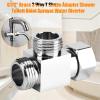 2Pcs G1/2" 3-Way Water Line Splitter, Solid Brass T Shape Diverter Valve Adapter for Shower Head Handshower Toilet Hose Universal Bathroom Hose Connector Easy Install Chrome Fitting view 2