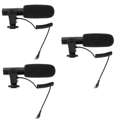 3pcs Photography Camera Interview Microphone Professional Condenser Mic for Camcorder Video Recording Shock-Resistant Design Heart-Shaped Pickup Pattern