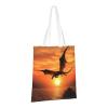 VTCTOASY Sea Sunset Flying Dragon Print Canvas Tote Bags Lightweight Shoulder Bag Reusable Grocery Shopping Bag Handbags for Women Men view 3
