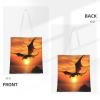 VTCTOASY Sea Sunset Flying Dragon Print Canvas Tote Bags Lightweight Shoulder Bag Reusable Grocery Shopping Bag Handbags for Women Men view 4
