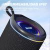Sharp GX-BT190 Crystal Clear Series Portable Bluetooth Speaker | Waterproof IP67 Floats on Water | 15 Hour Playtime | 6 Mood Light Modes | True Wireless Pairing | Hands-Free Calling | Lanyard | Black view 3