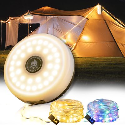 Sutaig Camping String Lights, 4 in 1 Outdoor Camping Lantern with 8 Lighting Modes(32.8Ft), Quick 30s Recovery, Waterproof, Type-C Fast Charging, Portable Lights for Camping/Yard/Hiking