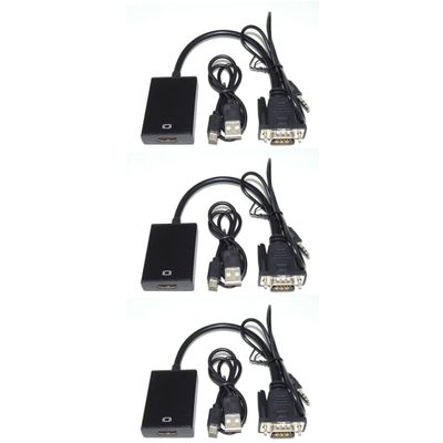 OSALADI 3pcs to Adapter with Audio Cable Converter for Pc Laptop Projector and Black Supports Xp at Connectors