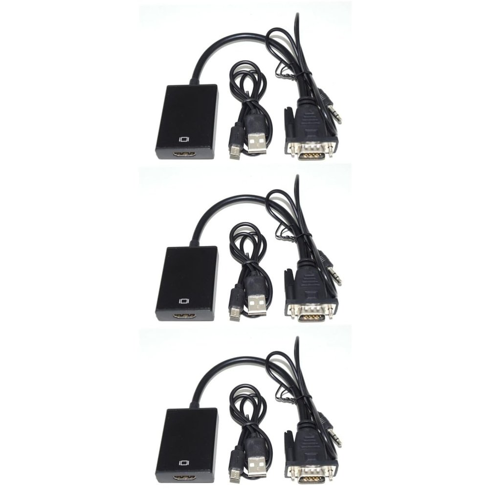 OSALADI 3pcs to Adapter with Audio Cable Converter for Pc Laptop Projector and Black Supports Xp at Connectors