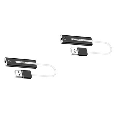 OSALADI 2pcs USB Sound Card Track for Computer Mic Earphone Support Play Volume Long-