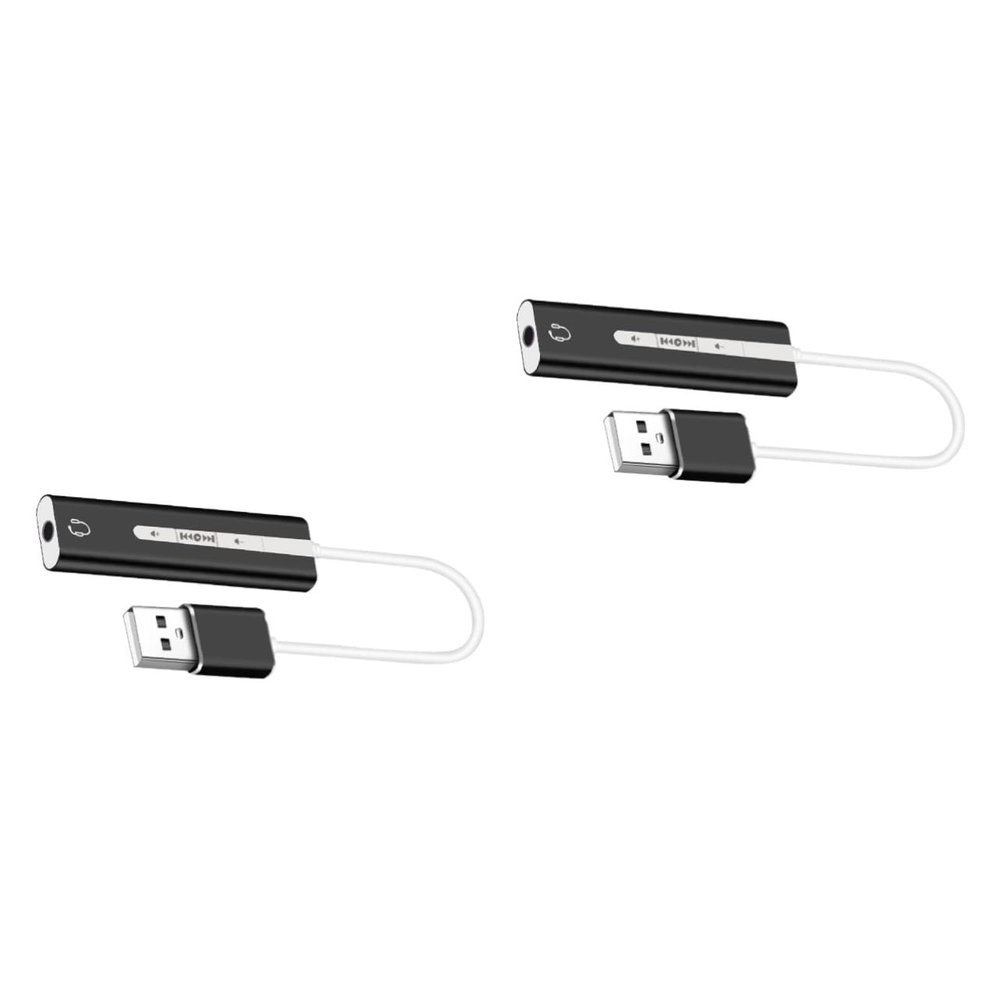 OSALADI 2pcs USB Sound Card Track for Computer Mic Earphone Support Play Volume Long-