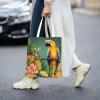 VTCTOASY Summer Parrot Pineapple Bird Print Canvas Tote Bags Lightweight Shoulder Bag Reusable Grocery Shopping Bag Handbags for Women Men view 2