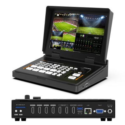 AVMATRIX Shark Multi Camera Video Mixer Switcher for Live Streaming, 4CH HDMI Inputs, 6CH Audio Mixer Swither, 10.1 inch FHD Screen, USB/SD-Card Record, LAN & USB Output Live Streaming H4Plus