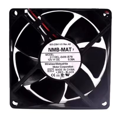 3110KL-04W-B79 12V 0.38A 80MM Fan - 8025 8CM 3-Wire Cooling Fan, Black